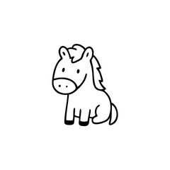 Simple black line drawing of a cartoon horse