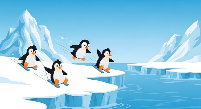 Skiing penguins.