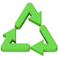 3D green triangle recycle eco symbol icon design