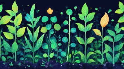 A drawing of a bunch of green plants