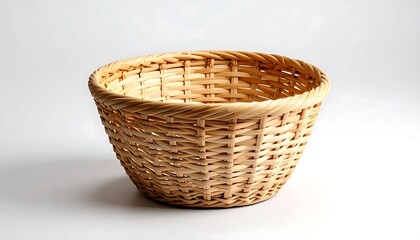 Empty shallow woven basket