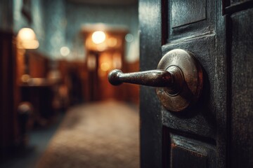 Obraz premium Dark antique door handle in an old room