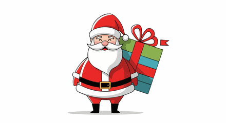 Christmas 2025 cartoon santa claus with gift illustration christmas holiday season december celebration festive character vector vector