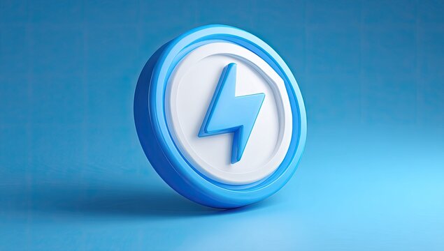 3D rendered icon of a lightning bolt