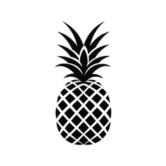 Obraz premium A single black pineapple silhouette features intricate details against a clean white background
