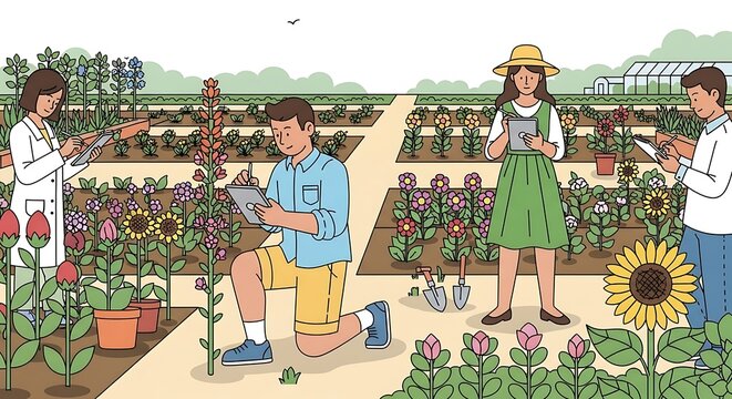 Flower farm researchers.