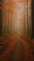 Fototapeta premium [hazy fall forest trail mobile wallpaper]