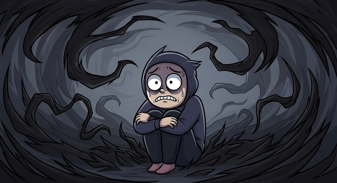 Overwhelmed with scared person.