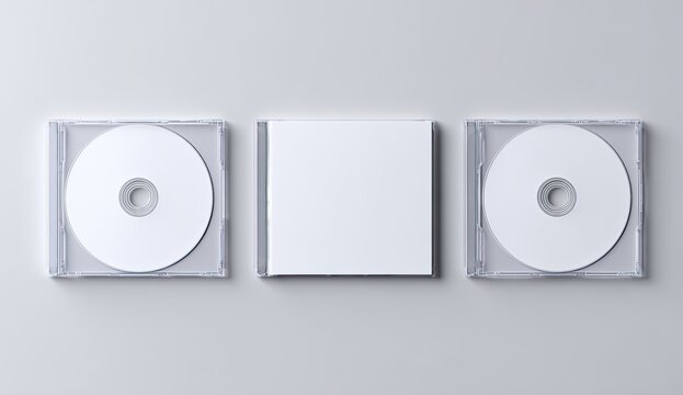 Three blank CD jewel cases on a light gray background