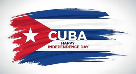 Cuba Independence Day Celebration: Artistic Brushstroke Flag Design.