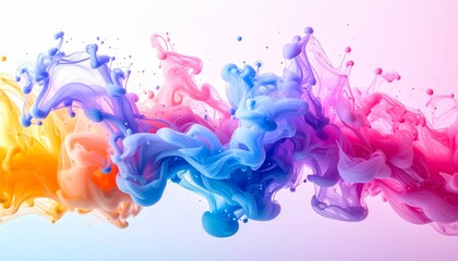 Fototapeta premium Dynamic Ink Flow on Pastel Gradient Background