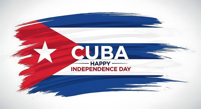 Cuba Independence Day Celebration: Artistic Brushstroke Flag Design.