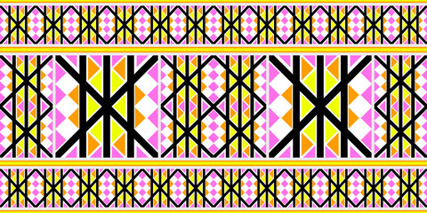 Seamless geometric abstract pattern with decorative elements for fabric wallpaper and design