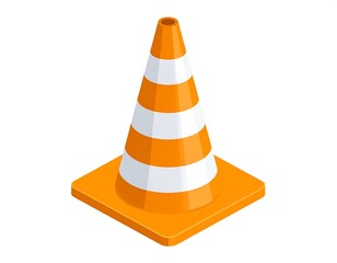 Orange traffic cone isometric view