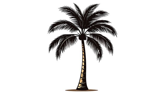 Silhouetted palm tree against white background