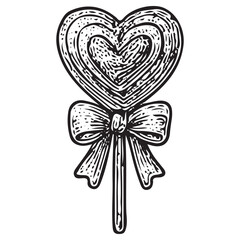 Fototapeta premium Halloween Heart Lollipop Line Art Vector Icon