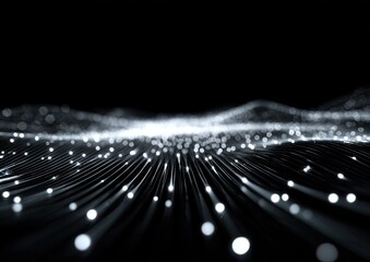 Abstract digital landscape of shimmering particles