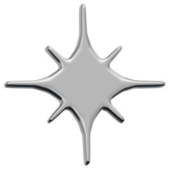 3D Chrome Sparkle Star Icon