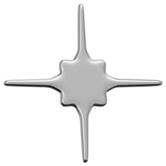 3D Chrome Sparkle Star Icon