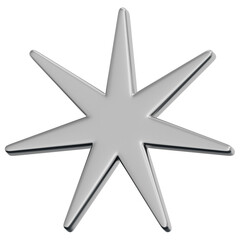 3D Chrome Sparkle Star Icon