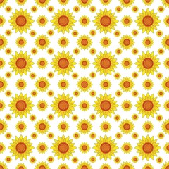 Seamless floral pattern with yellow sunflowers and summer garden design