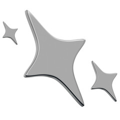 3D Chrome Sparkle Star Icon