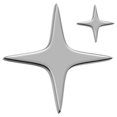3D Chrome Sparkle Star Icon