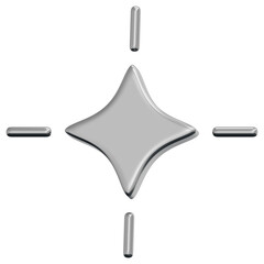 3D Chrome Sparkle Star Icon