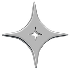 3D Chrome Sparkle Star Icon