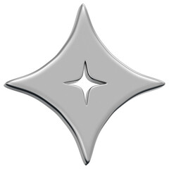 3D Chrome Sparkle Star Icon