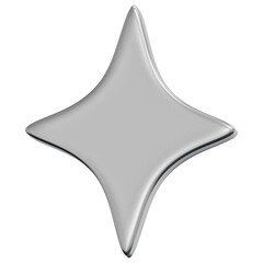3D Chrome Sparkle Star Icon