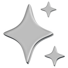 3D Chrome Sparkle Star Icon