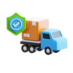 Blue Delivery Truck with Secure Package Icon