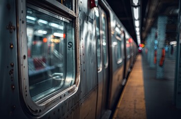 Close-up of a subway train car