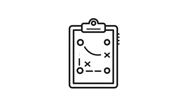 Simple black line drawing of a clipboard with a game plan