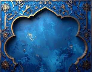 Ornate blue archway with golden details