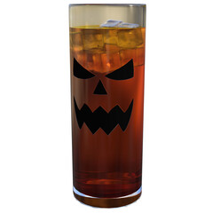 A spooky drink with ice on a transparent background.