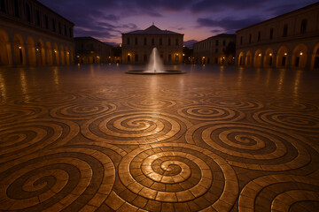 Obraz premium Golden Bronze Spiral Plaza