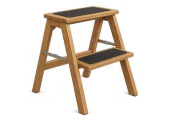 Wooden step stool with non slip steps and transparent background