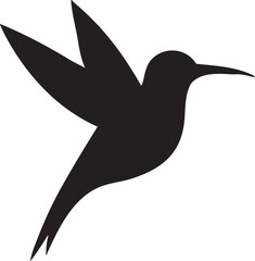 Elegant black hummingbird silhouette icon vector art isolated on white background