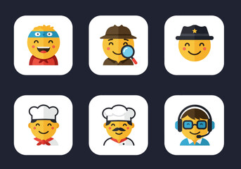 Diverse Flat Icons of Professionally Dressed Emojis