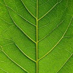 Obraz premium Close-up of a vibrant green leaf vein