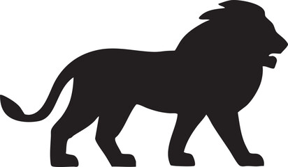 Majestic lion silhouette icon black vector art isolated on white background