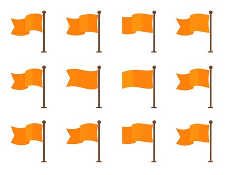 Simple orange flags on posts