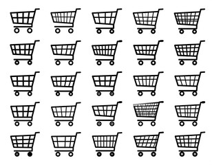 Simple shopping cart icons in various styles
