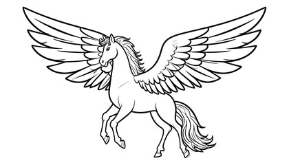 Winged horse, outlined