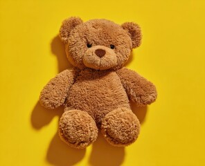 Obraz premium Teddy bear on a bright yellow background