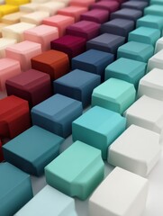 Fototapeta premium Colorful Squares Arranged in Rows Showcasing a Variety of Pastel Shades for Design Inspiration and Aesthetic Enjoyment
