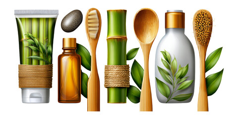 Eco-Friendly Toiletries Arrangement in Natural Elements with Green Touch