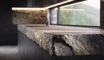 Obraz premium Close-up of a rustic kitchen countertop